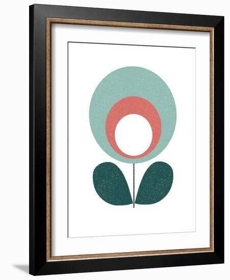 Mid Century Modern Teal Flower III-Anita Nilsson-Framed Art Print