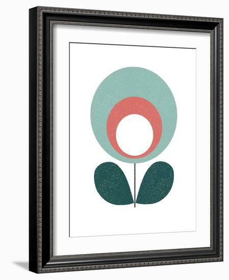 Mid Century Modern Teal Flower III-Anita Nilsson-Framed Art Print