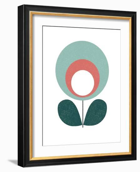 Mid Century Modern Teal Flower III-Anita Nilsson-Framed Art Print