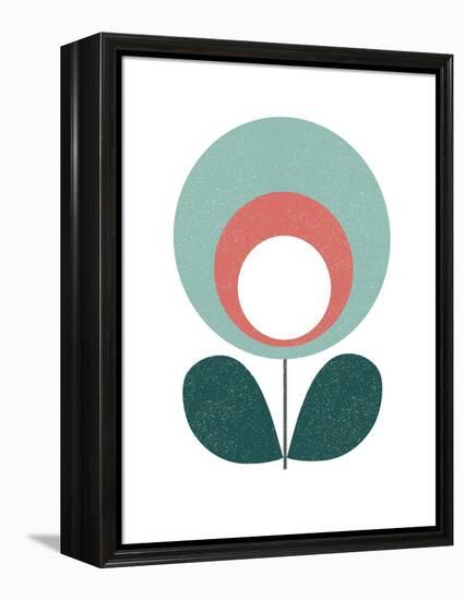 Mid Century Modern Teal Flower III-Anita Nilsson-Framed Stretched Canvas