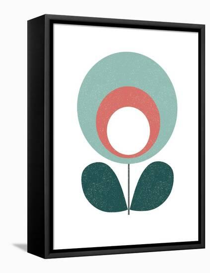 Mid Century Modern Teal Flower III-Anita Nilsson-Framed Stretched Canvas
