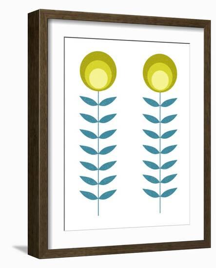 Mid Century Modern Yellow Flowers II-Anita Nilsson-Framed Art Print