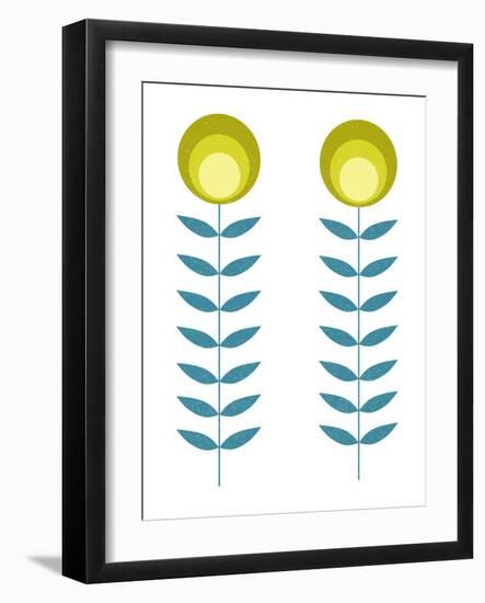 Mid Century Modern Yellow Flowers II-Anita Nilsson-Framed Art Print