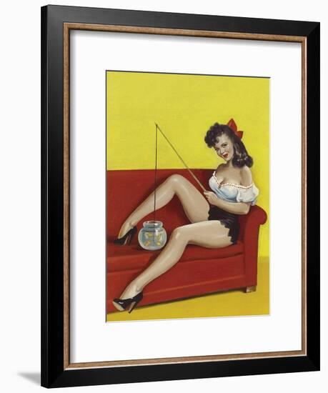 Mid-Century Pin-Ups - Joker Magazine - Fishin n funny-Peter Driben-Framed Art Print