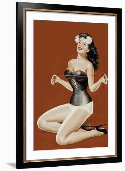 Mid-Century Pin-Ups - Lacing her bra-Peter Driben-Framed Art Print