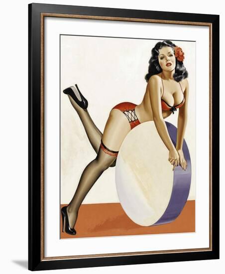 Mid-Century Pin-Ups - Over a drum-Peter Driben-Framed Art Print