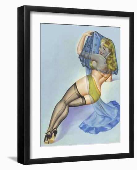 Mid-Century Pin-Ups - The Veil-Peter Driben-Framed Art Print