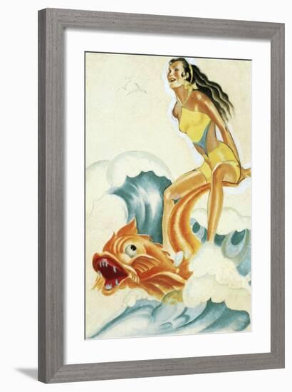 Mid-Century Pin-Ups - Whisper Magazine - Wave Rider-Peter Driben-Framed Art Print