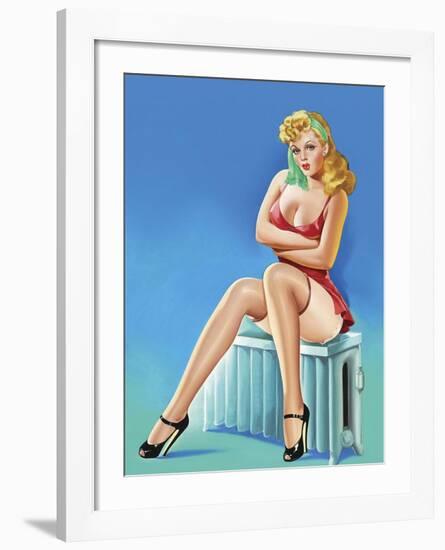 Mid-Century Pin-Ups - Wink Magazine - Warm Thoughts-Peter Driben-Framed Art Print