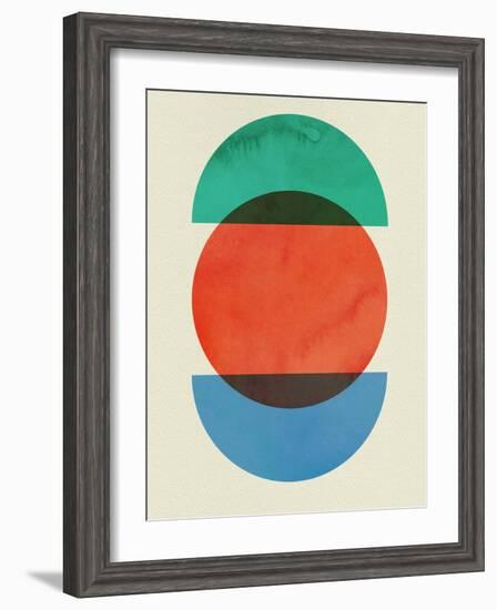 Mid Century Red Circle and Half Moons-Eline Isaksen-Framed Art Print