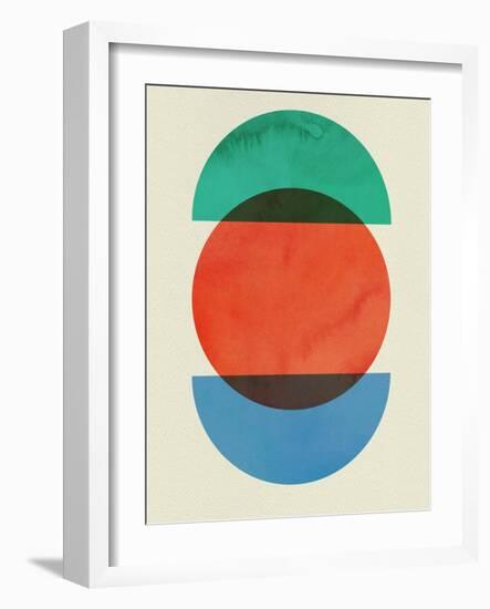 Mid Century Red Circle and Half Moons-Eline Isaksen-Framed Art Print