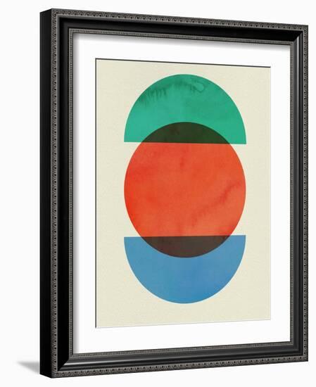 Mid Century Red Circle and Half Moons-Eline Isaksen-Framed Art Print