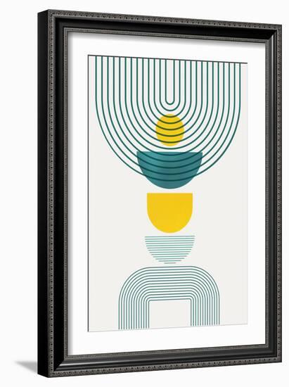 Mid Century Teal Yellow 1-Urban Epiphany-Framed Art Print