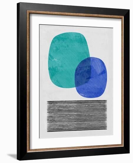 Mid Century Turquoise and Blue Study-Eline Isaksen-Framed Art Print