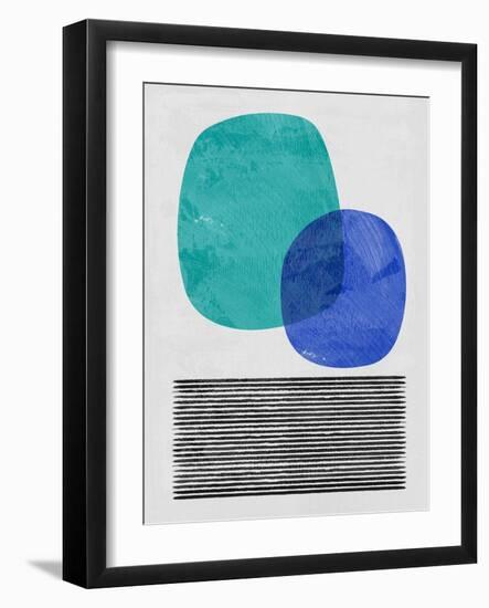 Mid Century Turquoise and Blue Study-Eline Isaksen-Framed Art Print