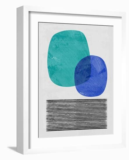 Mid Century Turquoise and Blue Study-Eline Isaksen-Framed Art Print