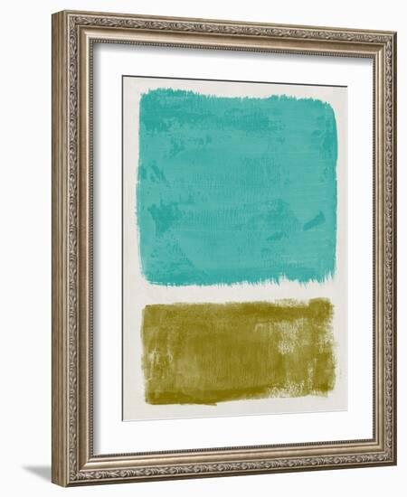 Mid Century Turquoise and Olive Study-Eline Isaksen-Framed Art Print