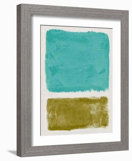Mid Century Turquoise and Olive Study-Eline Isaksen-Framed Art Print