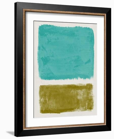 Mid Century Turquoise and Olive Study-Eline Isaksen-Framed Art Print
