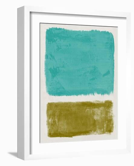 Mid Century Turquoise and Olive Study-Eline Isaksen-Framed Art Print