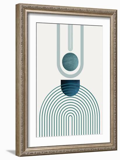 Mid CenturyModern Navy Teal 1-Urban Epiphany-Framed Art Print