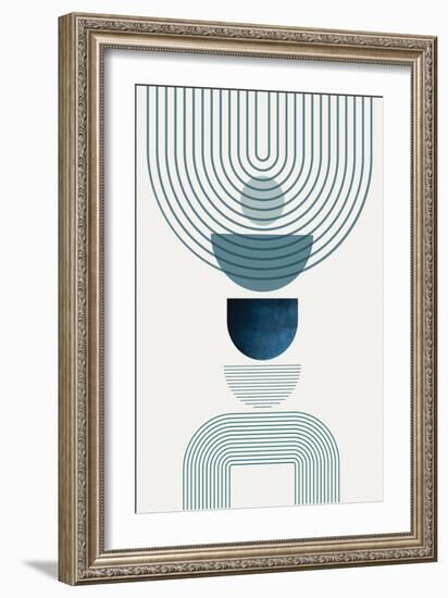 Mid CenturyModern Navy Teal 2-Urban Epiphany-Framed Art Print