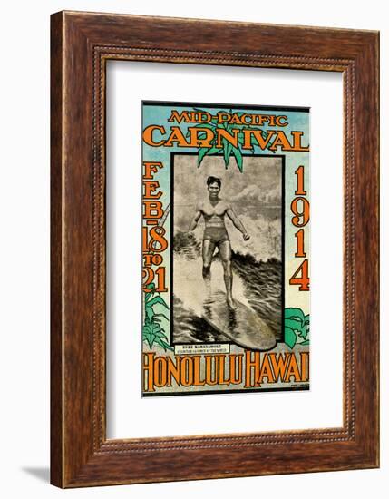 Mid Pacific Carnival 1914, Honolulu, Hawaii, Featuring Duke Kahanamoku-null-Framed Art Print