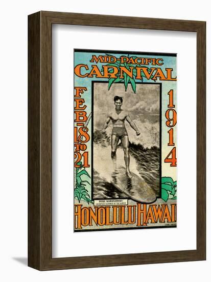 Mid Pacific Carnival 1914, Honolulu, Hawaii, Featuring Duke Kahanamoku--Framed Art Print