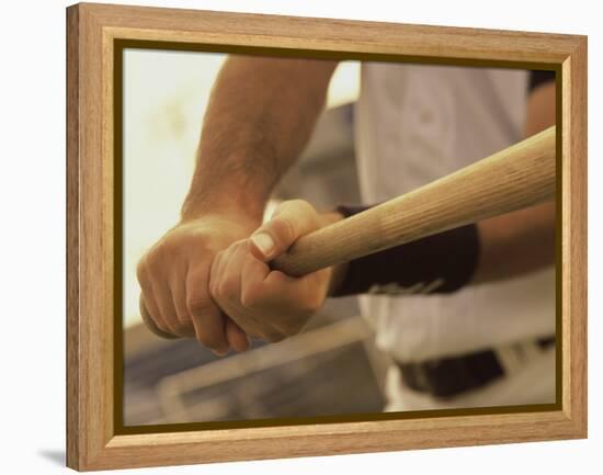 Mid Section View of a Baseball Player Swinging a Baseball Bat-null-Framed Premier Image Canvas