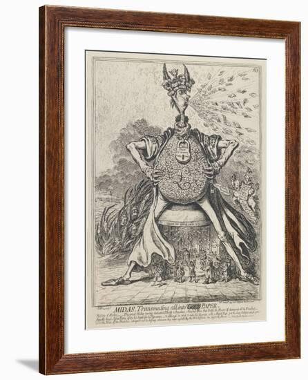 Midas, Transmuting All into Gold Paper, 1797-James Gillray-Framed Giclee Print