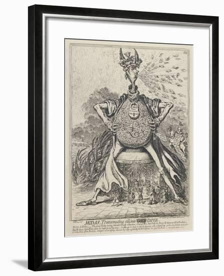 Midas, Transmuting All into Gold Paper, 1797-James Gillray-Framed Giclee Print