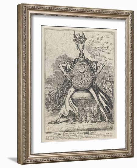 Midas, Transmuting All into Gold Paper, 1797-James Gillray-Framed Giclee Print