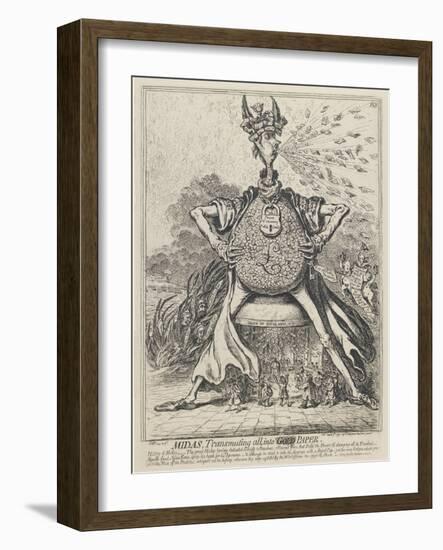 Midas, Transmuting All into Gold Paper, 1797-James Gillray-Framed Giclee Print