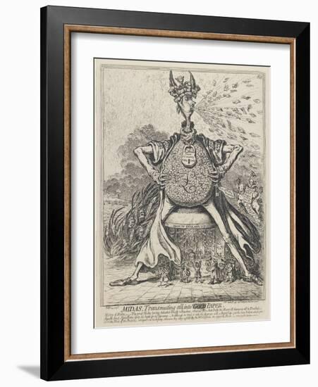 Midas, Transmuting All into Gold Paper, 1797-James Gillray-Framed Giclee Print