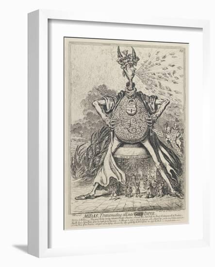 Midas, Transmuting All into Gold Paper, 1797-James Gillray-Framed Giclee Print