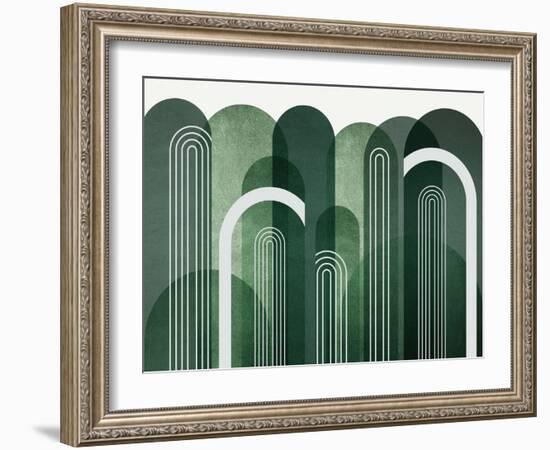 MidCentury Arches Emerald Green-Urban Epiphany-Framed Art Print