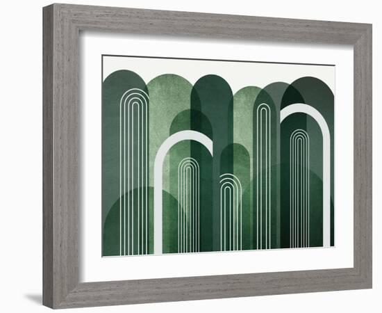 MidCentury Arches Emerald Green-Urban Epiphany-Framed Art Print