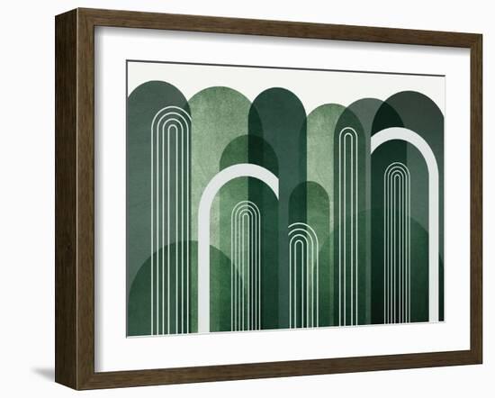 MidCentury Arches Emerald Green-Urban Epiphany-Framed Art Print