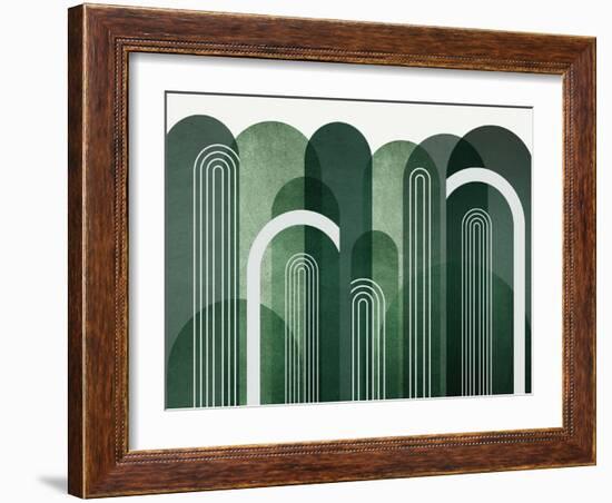 MidCentury Arches Emerald Green-Urban Epiphany-Framed Art Print