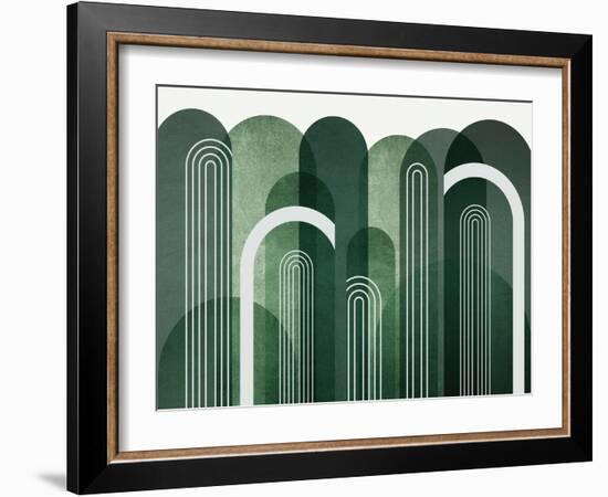 MidCentury Arches Emerald Green-Urban Epiphany-Framed Art Print