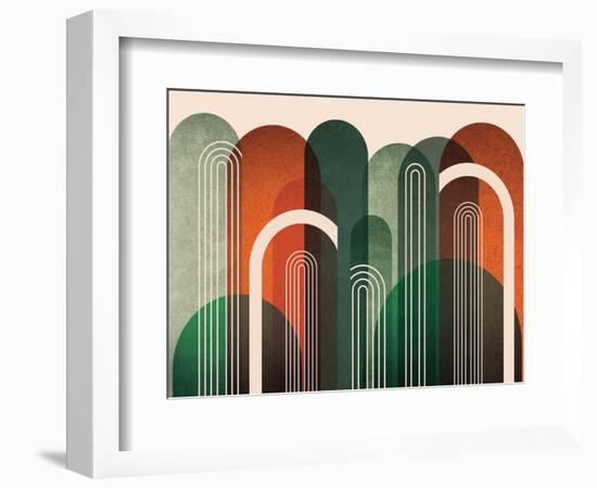 MidCentury Arches Orange Green-Urban Epiphany-Framed Art Print