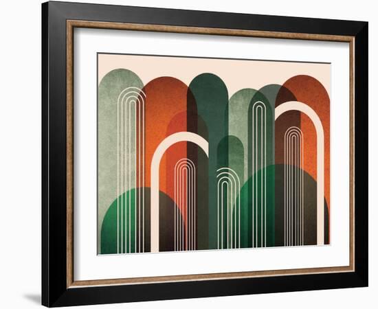 MidCentury Arches Orange Green-Urban Epiphany-Framed Art Print