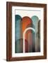 MidCentury Arches Teal Orange 1-Urban Epiphany-Framed Art Print