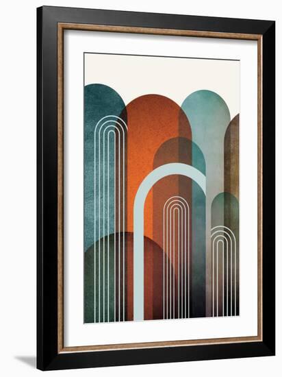 MidCentury Arches Teal Orange 1-Urban Epiphany-Framed Art Print