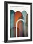 MidCentury Arches Teal Orange 1-Urban Epiphany-Framed Art Print