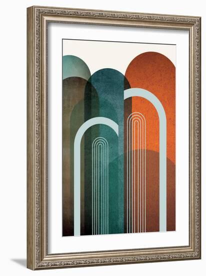 MidCentury Arches Teal Orange 2-Urban Epiphany-Framed Art Print