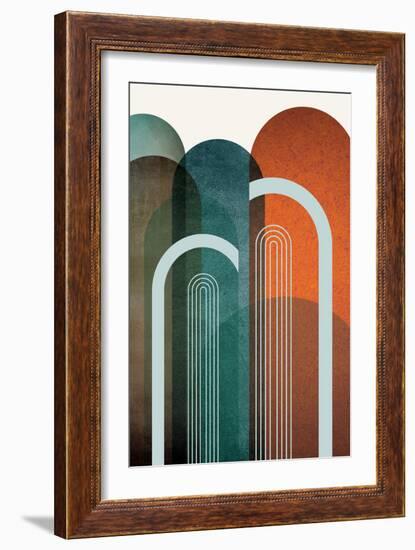 MidCentury Arches Teal Orange 2-Urban Epiphany-Framed Art Print