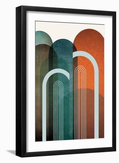 MidCentury Arches Teal Orange 2-Urban Epiphany-Framed Art Print