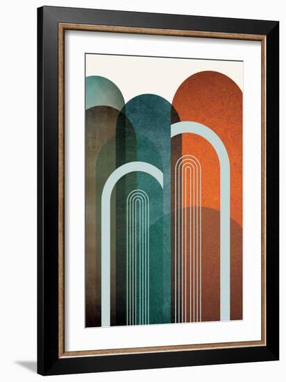 MidCentury Arches Teal Orange 2-Urban Epiphany-Framed Art Print