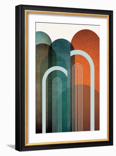 MidCentury Arches Teal Orange 2-Urban Epiphany-Framed Art Print